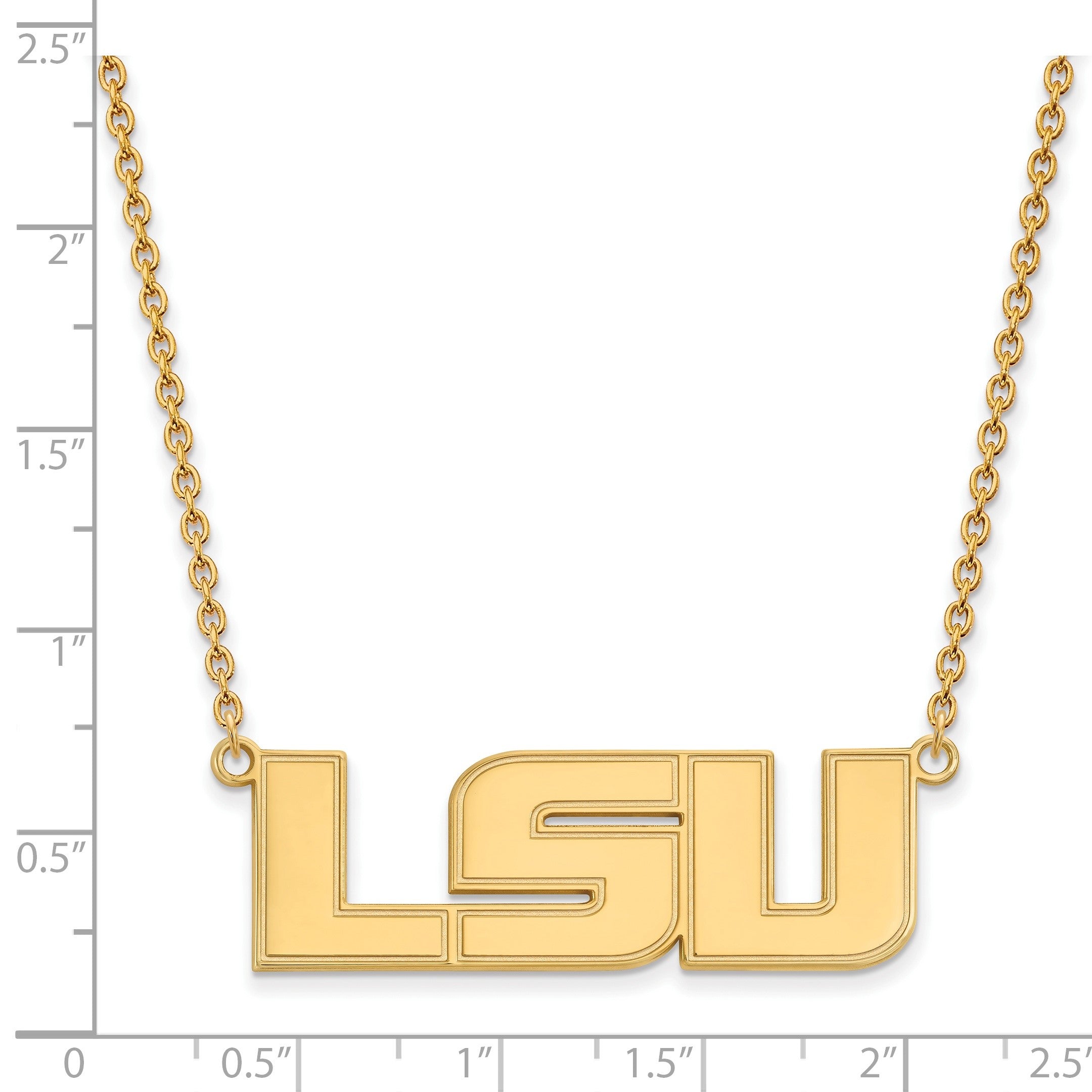Vergoldet Sterlingsilber Logoart Louisiana State University L S U Groß Anhänger 18 Zoll Halskette