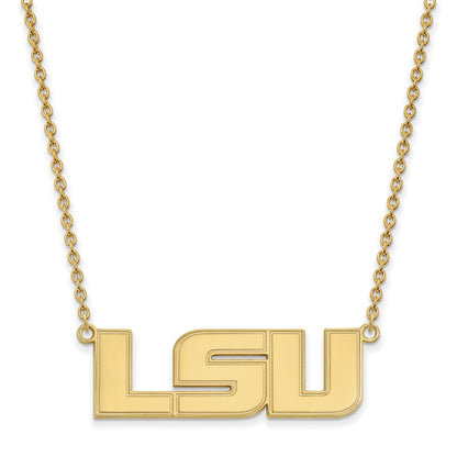Vergoldet Sterlingsilber Logoart Louisiana State University L S U Groß Anhänger 18 Zoll Halskette