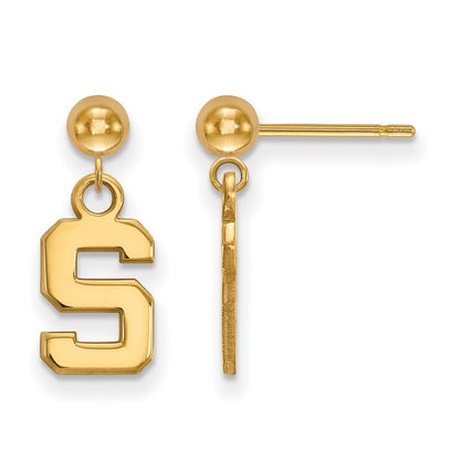 Vergoldet Sterlingsilber Logoart Michigan State University Buchstabe S Hängend Kugel Ohrstecker
