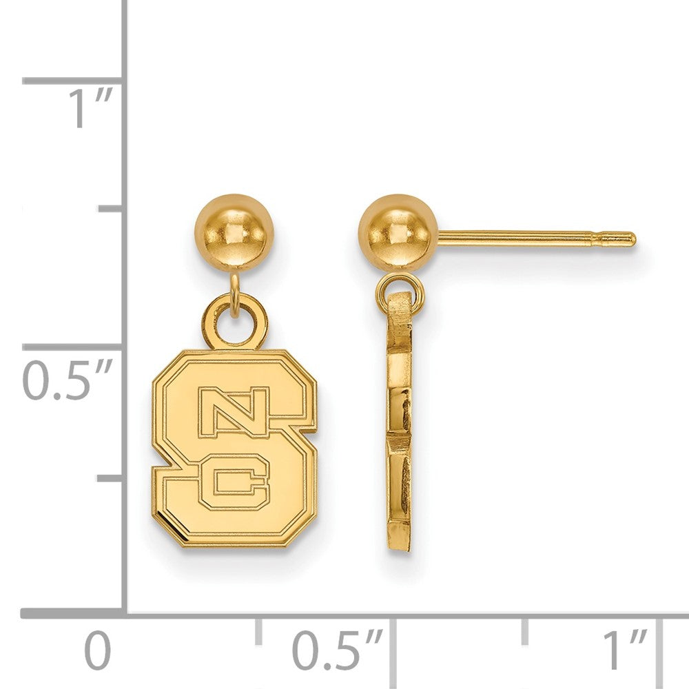 14K Gelbgold Logoart North Carolina State University N C S Hängend Kugel Ohrstecker