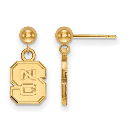 14K Gelbgold Logoart North Carolina State University N C S Hängend Kugel Ohrstecker