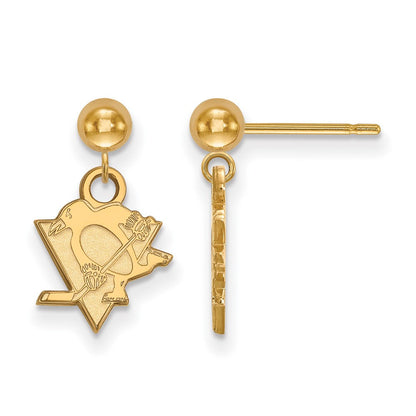 Vergoldet Sterlingsilber Nhl Logoart Pittsburgh Penguins Hängend Ohrstecker