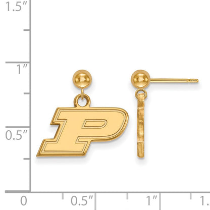 14K Gelbgold Logoart Purdue University Buchstabe P Hängend Kugel Ohrstecker