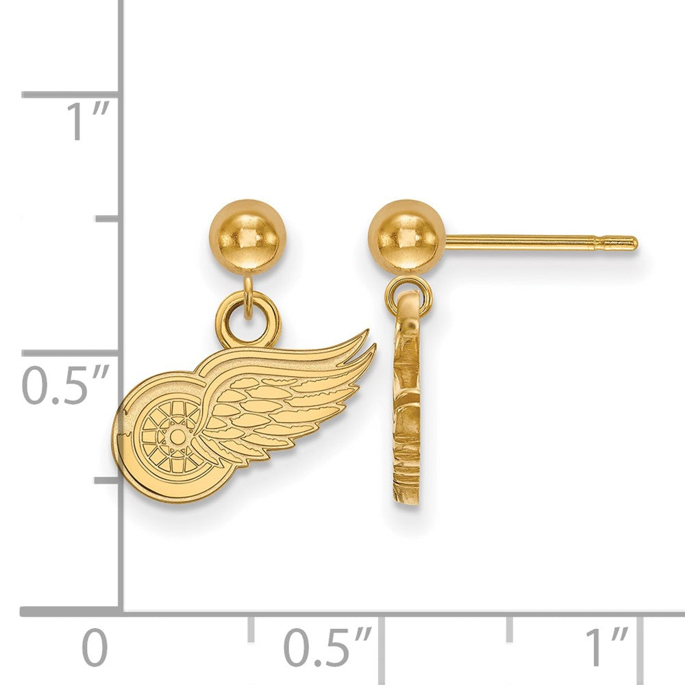 14K Gelbgold Nhl Logoart Detroit Rot Flügel Hängend Ohrstecker