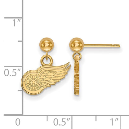14K Gelbgold Nhl Logoart Detroit Rot Flügel Hängend Ohrstecker