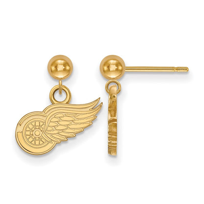 14K Gelbgold Nhl Logoart Detroit Rot Flügel Hängend Ohrstecker