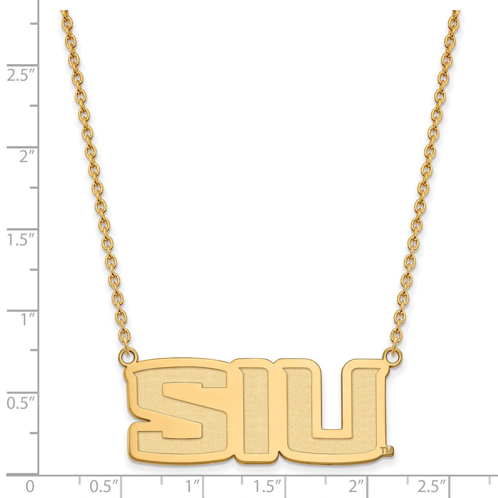 Vergoldet Sterlingsilber Logoart Southern Illinois University S I U Groß Anhänger 18 Zoll Halskette
