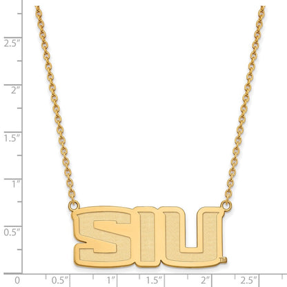 Vergoldet Sterlingsilber Logoart Southern Illinois University S I U Groß Anhänger 18 Zoll Halskette