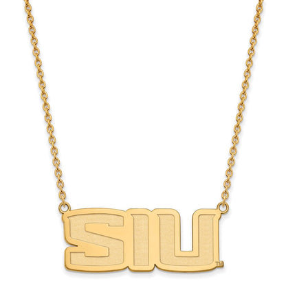 Vergoldet Sterlingsilber Logoart Southern Illinois University S I U Groß Anhänger 18 Zoll Halskette