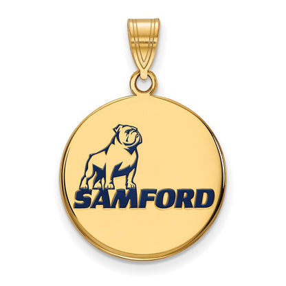 Vergoldet Sterlingsilber Logoart Samford University Groß Emailliert Plättchen Anhänger