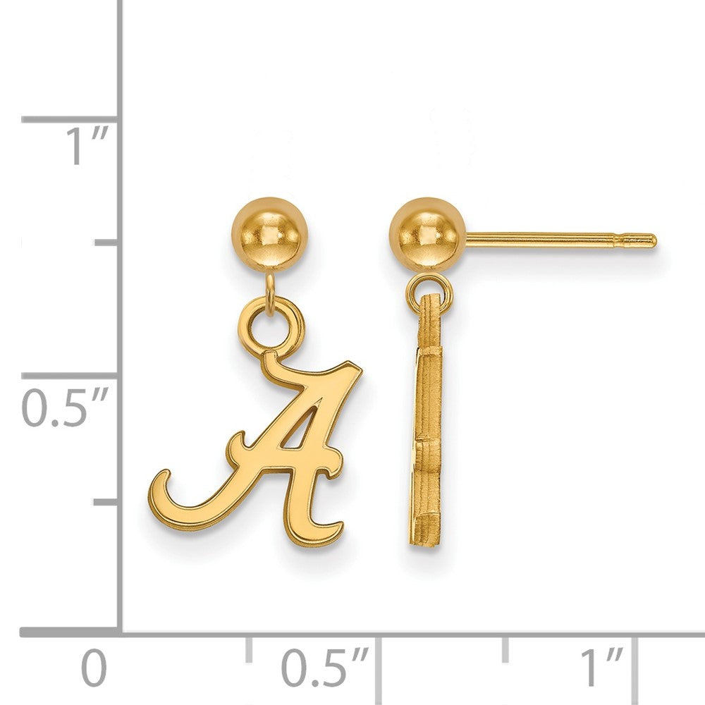 Vergoldet Sterlingsilber Logoart University Of Alabama Buchstabe A Hängend Kugel Ohrstecker