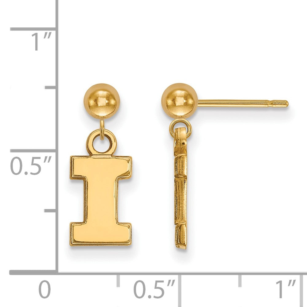 Vergoldet Sterlingsilber Logoart University Of Illinois Buchstabe I Hängend Kugel Ohrstecker