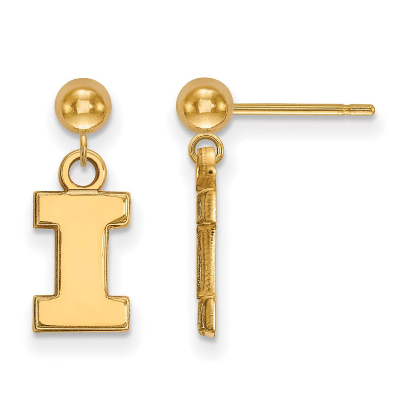14K Gelbgold Logoart University Of Illinois Buchstabe I Hängend Kugel Ohrstecker