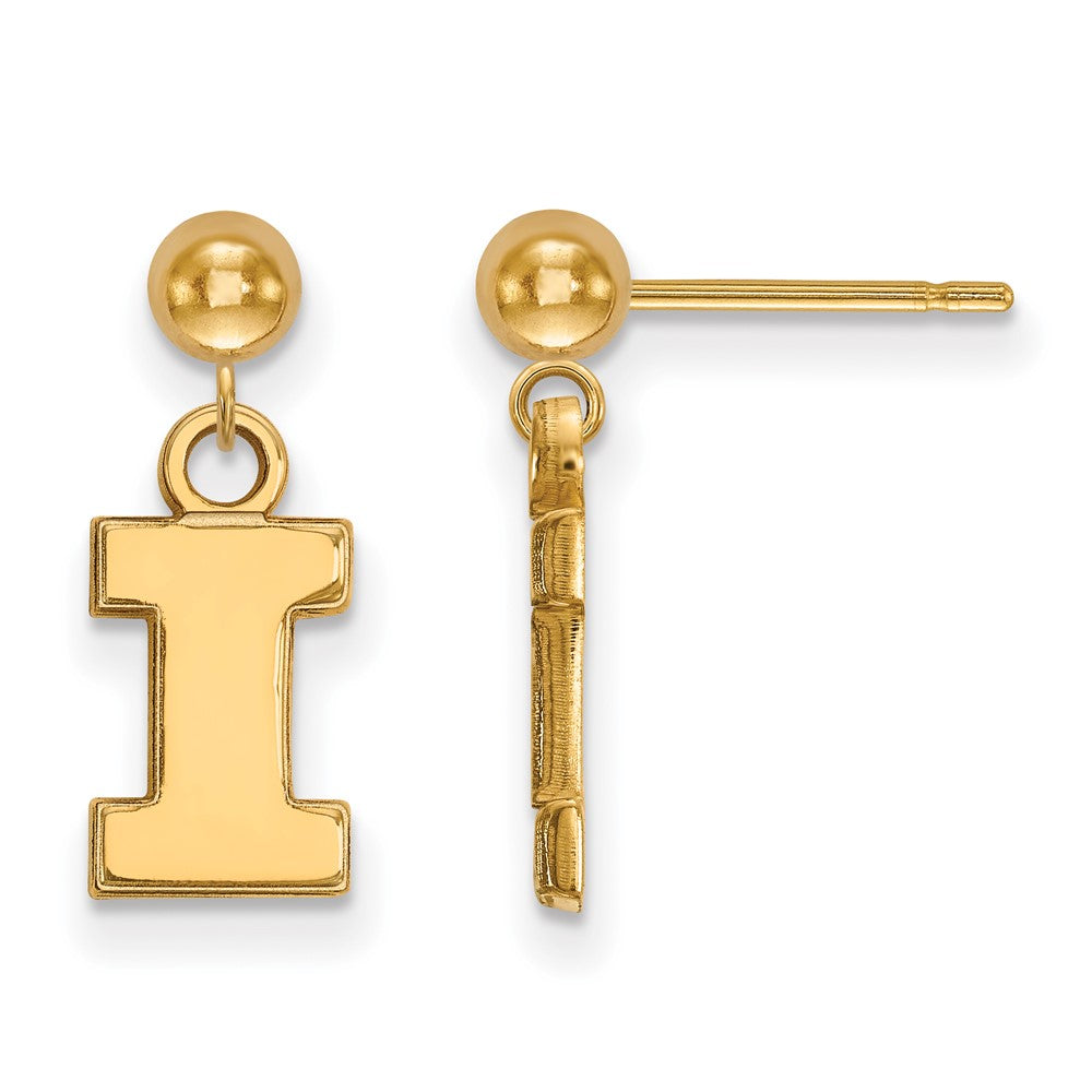 Vergoldet Sterlingsilber Logoart University Of Illinois Buchstabe I Hängend Kugel Ohrstecker