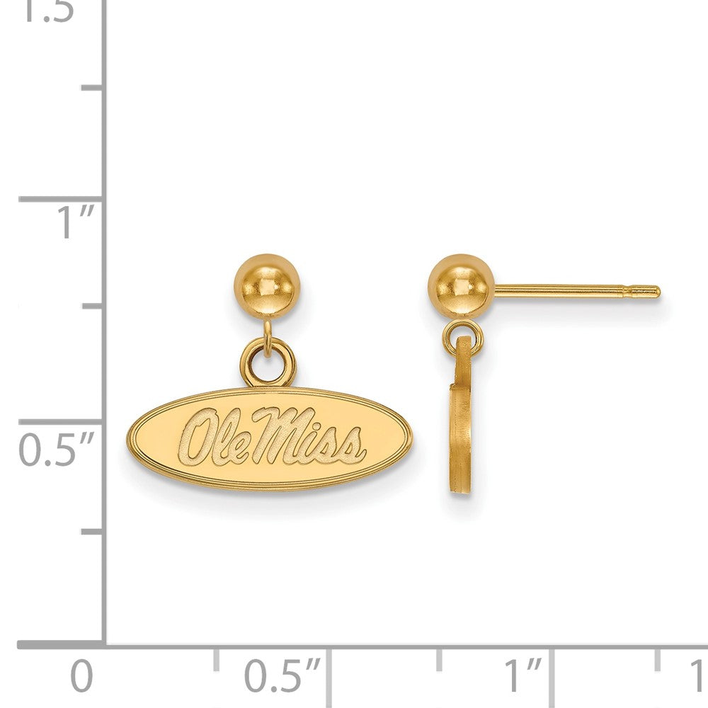 Vergoldet Sterlingsilber Logoart University Of Mississippi Ole Miss Oval Hängend Kugel Ohrstecker