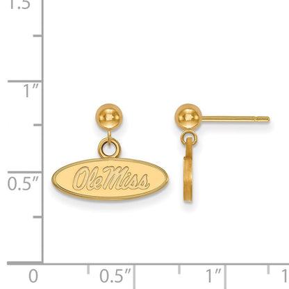 Vergoldet Sterlingsilber Logoart University Of Mississippi Ole Miss Oval Hängend Kugel Ohrstecker