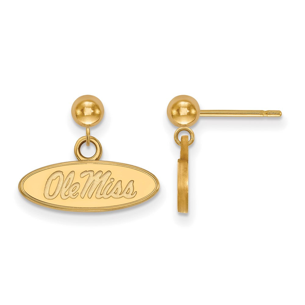 Vergoldet Sterlingsilber Logoart University Of Mississippi Ole Miss Oval Hängend Kugel Ohrstecker
