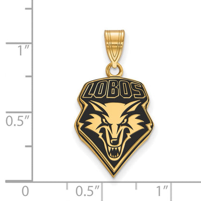 Vergoldet Sterlingsilber Logoart University Of New Mexico Lobos Groß Emailliert Anhänger