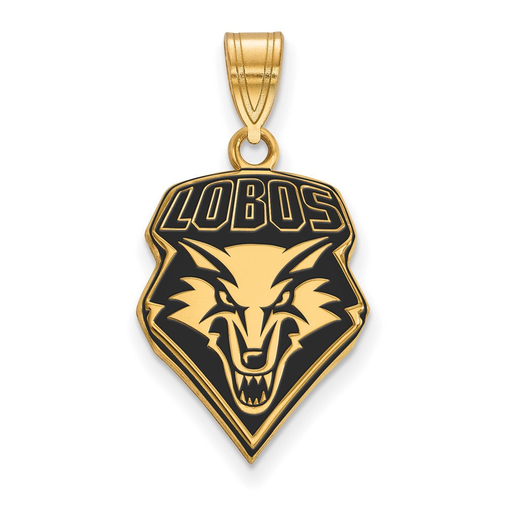 Vergoldet Sterlingsilber Logoart University Of New Mexico Lobos Groß Emailliert Anhänger