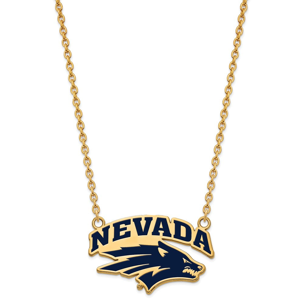 Vergoldet Sterlingsilber Logoart University Of Nevada Reno Groß Emailliert Anhänger 18 Zoll Halskette
