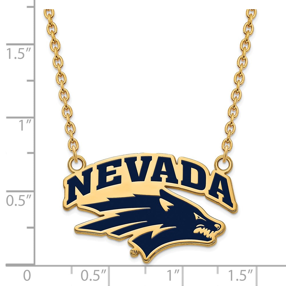 Vergoldet Sterlingsilber Logoart University Of Nevada Reno Groß Emailliert Anhänger 18 Zoll Halskette
