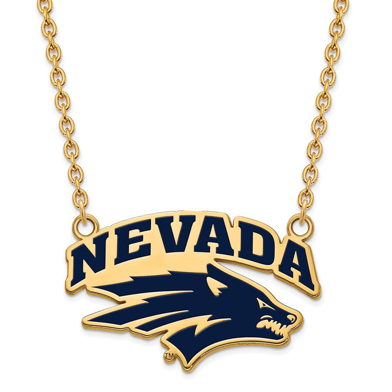 Vergoldet Sterlingsilber Logoart University Of Nevada Reno Groß Emailliert Anhänger 18 Zoll Halskette