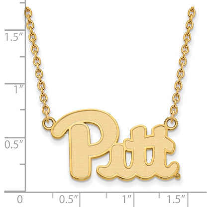 Vergoldet Sterlingsilber Logoart University Of Pittsburgh Groß Anhänger 18 Zoll Halskette