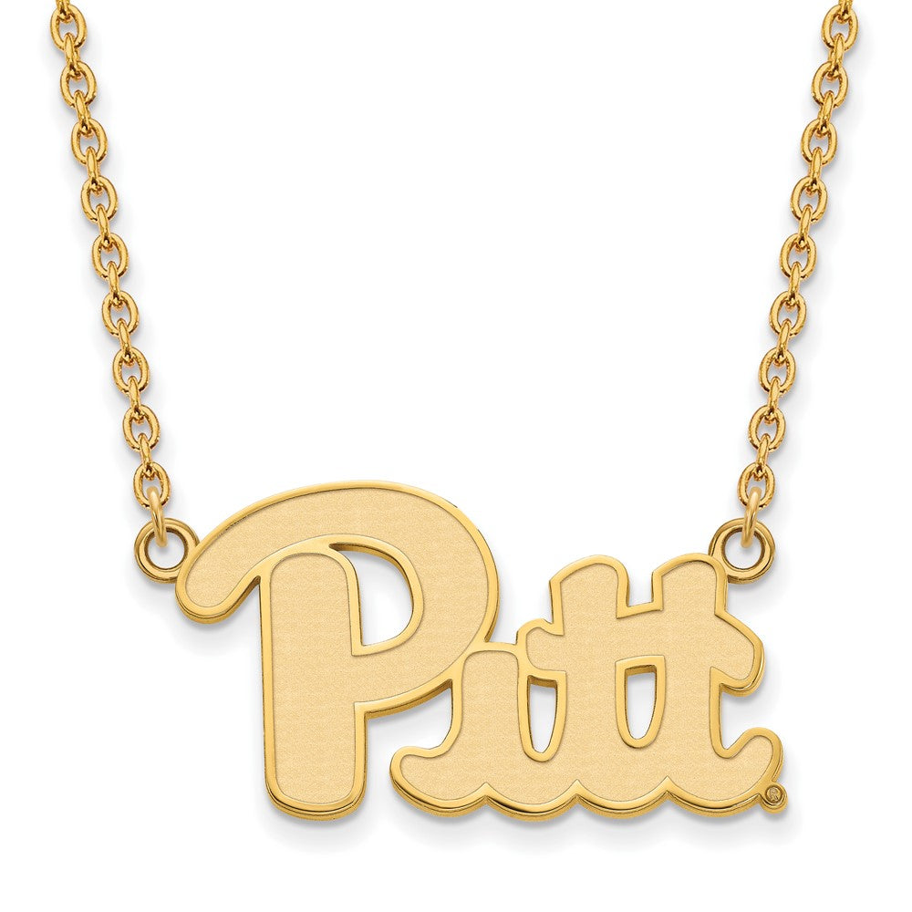 Vergoldet Sterlingsilber Logoart University Of Pittsburgh Groß Anhänger 18 Zoll Halskette