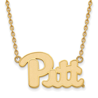 Vergoldet Sterlingsilber Logoart University Of Pittsburgh Groß Anhänger 18 Zoll Halskette