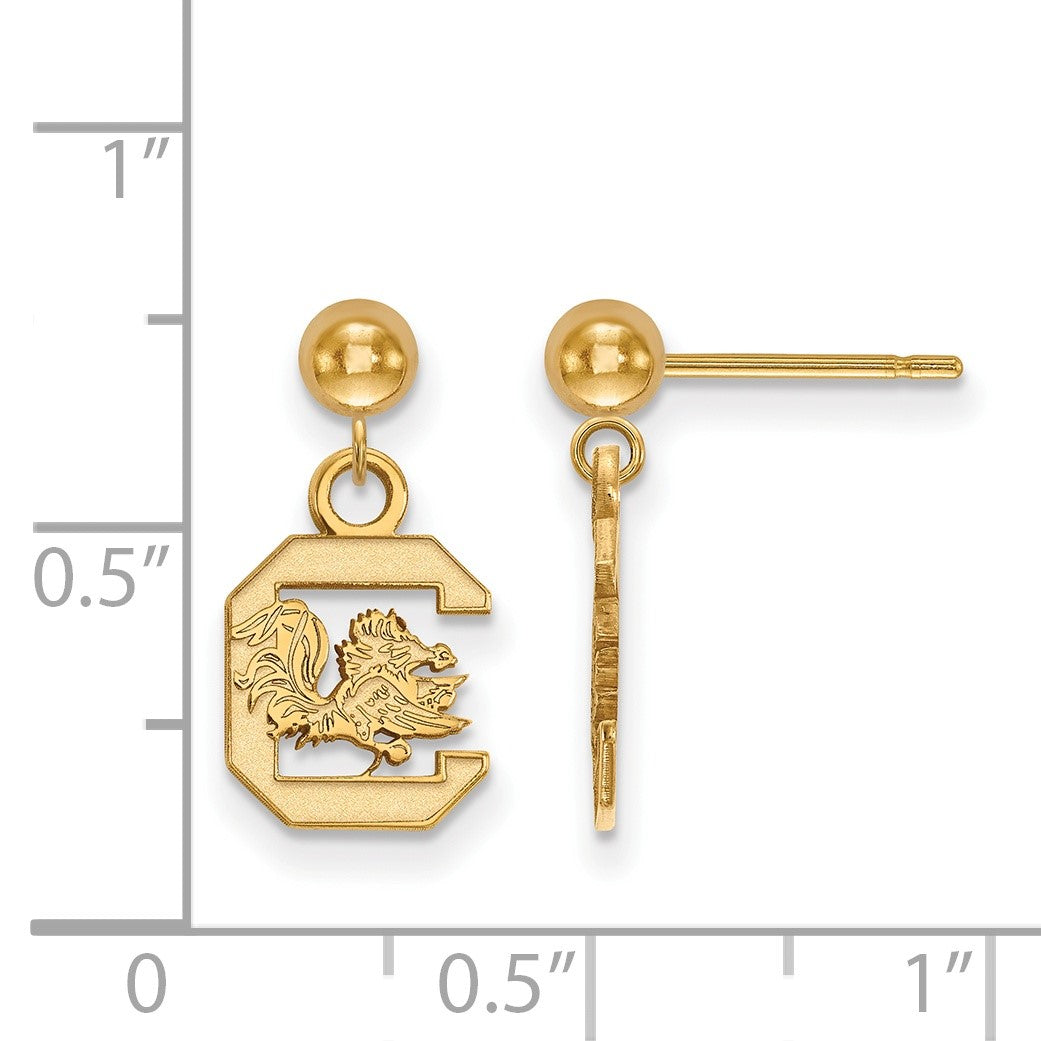14K Gelbgold Logoart University Of South Carolina Hängend Kugel Ohrstecker