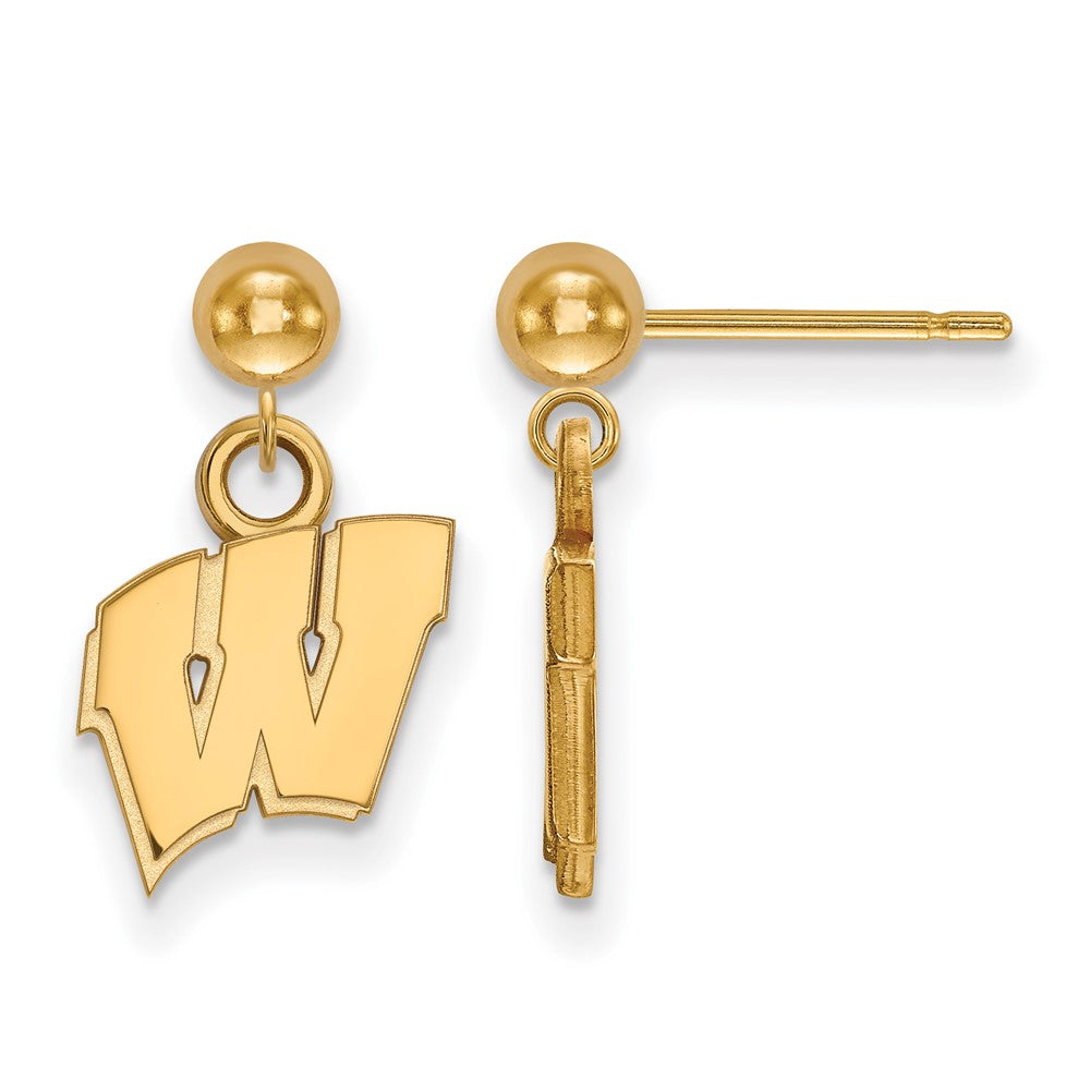 Vergoldet Sterlingsilber Logoart University Of Wisconsin Buchstabe W Hängend Kugel Ohrstecker