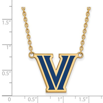 Vergoldet Sterlingsilber Logoart Villanova University Buchstabe V Groß Emailliert Anhänger 18 Zoll Halskette