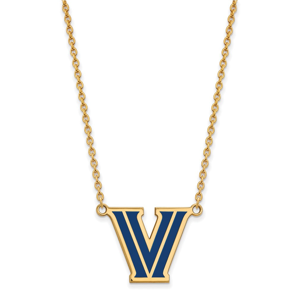 Vergoldet Sterlingsilber Logoart Villanova University Buchstabe V Groß Emailliert Anhänger 18 Zoll Halskette