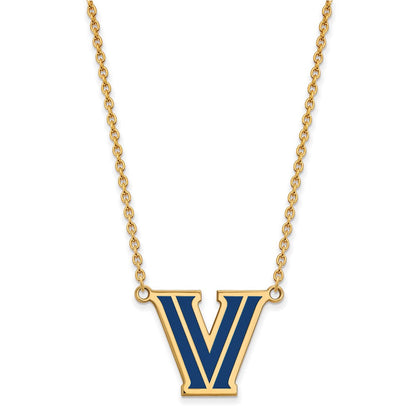 Vergoldet Sterlingsilber Logoart Villanova University Buchstabe V Groß Emailliert Anhänger 18 Zoll Halskette