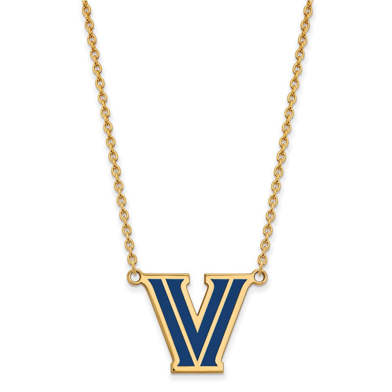 Vergoldet Sterlingsilber Logoart Villanova University Buchstabe V Groß Emailliert Anhänger 18 Zoll Halskette