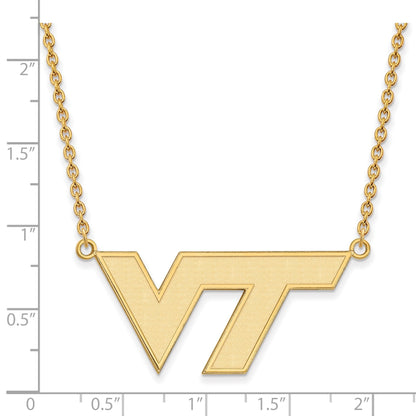 10K Gelbgold Logoart Virginia Tech V T Groß Anhänger 18 Zoll Halskette