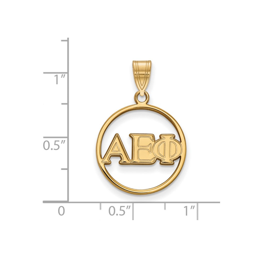 Vergoldet Sterlingsilber Logoart Alpha Epsilon Phi Sorority Greek Buchstaben Klein Kreis Anhänger