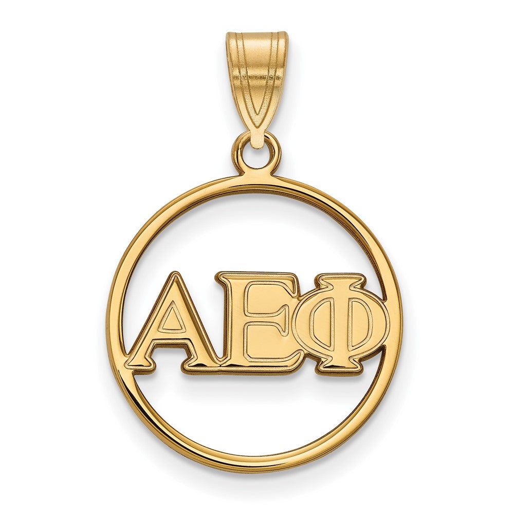 Vergoldet Sterlingsilber Logoart Alpha Epsilon Phi Sorority Greek Buchstaben Klein Kreis Anhänger