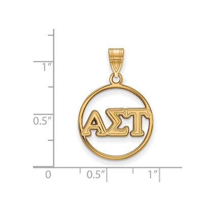 Vergoldet Sterlingsilber Logoart Alpha Sigma Tau Sorority Greek Buchstaben Mittel Kreis Anhänger