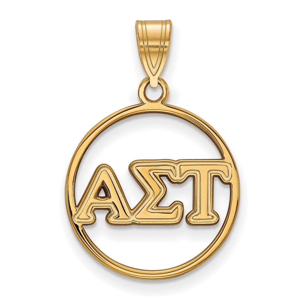 Vergoldet Sterlingsilber Logoart Alpha Sigma Tau Sorority Greek Buchstaben Mittel Kreis Anhänger