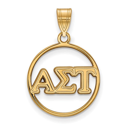 Vergoldet Sterlingsilber Logoart Alpha Sigma Tau Sorority Greek Buchstaben Mittel Kreis Anhänger