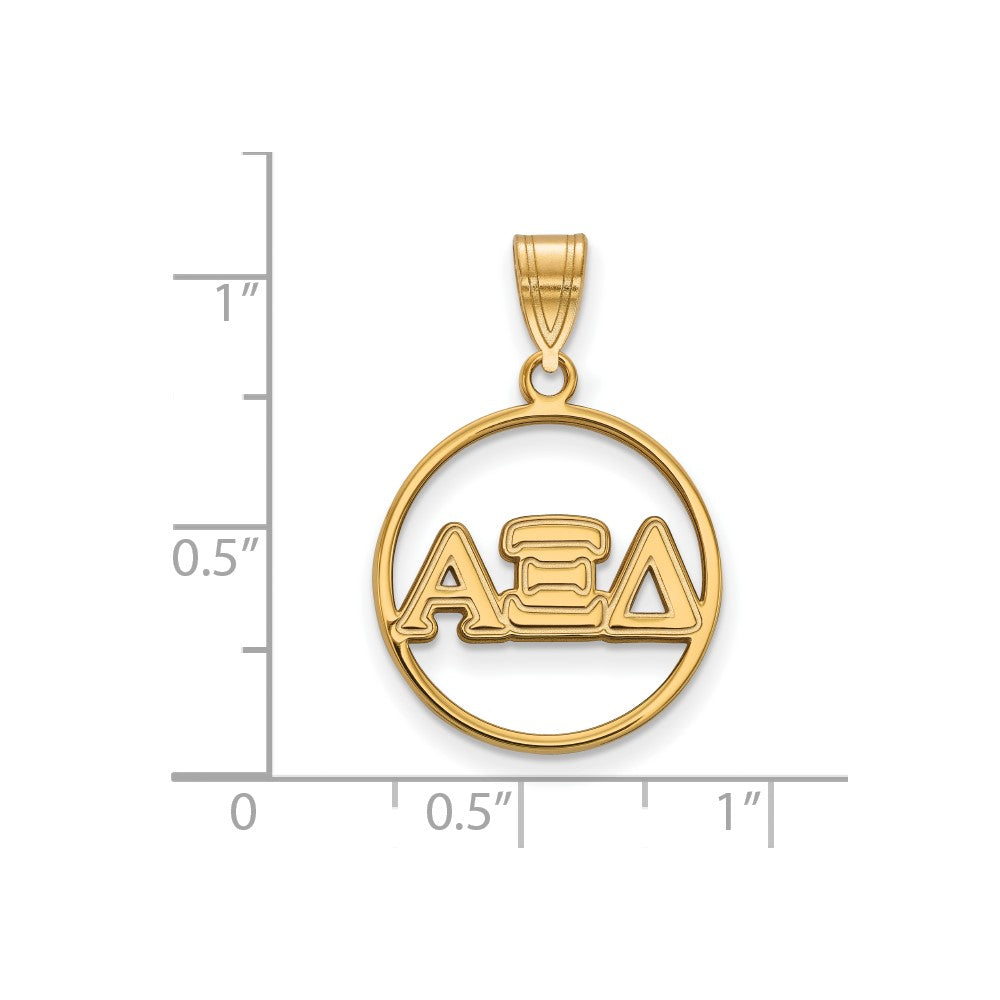 Vergoldet Sterlingsilber Logoart Alpha Xi Delta Sorority Greek Buchstaben Mittel Kreis Anhänger