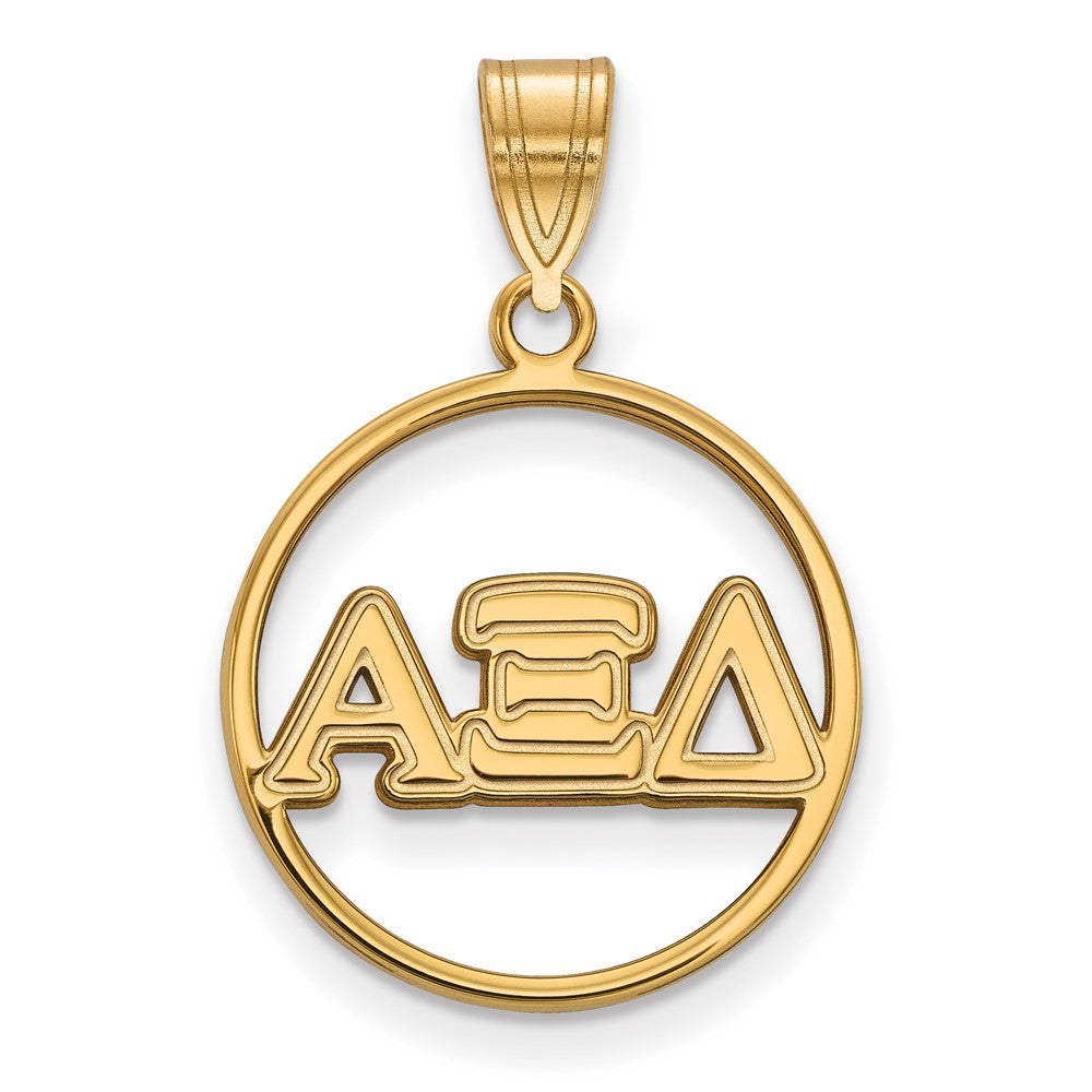 Vergoldet Sterlingsilber Logoart Alpha Xi Delta Sorority Greek Buchstaben Mittel Kreis Anhänger