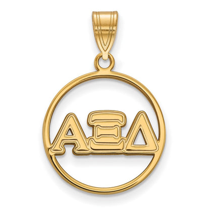 Vergoldet Sterlingsilber Logoart Alpha Xi Delta Sorority Greek Buchstaben Mittel Kreis Anhänger