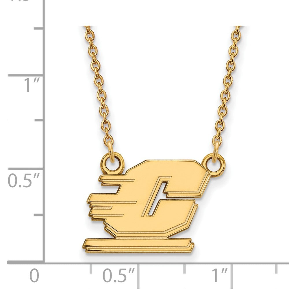 10K Gelbgold Logoart Central Michigan University Buchstabe C Klein Anhänger 18 Zoll Halskette
