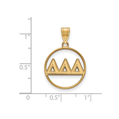 Vergoldet Sterlingsilber Logoart Delta Sorority Greek Buchstaben Mittel Kreis Anhänger