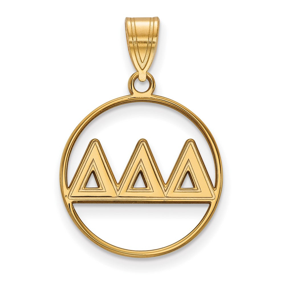 Vergoldet Sterlingsilber Logoart Delta Sorority Greek Buchstaben Mittel Kreis Anhänger