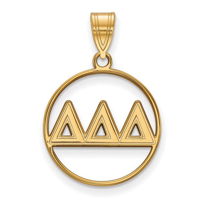 Vergoldet Sterlingsilber Logoart Delta Sorority Greek Buchstaben Mittel Kreis Anhänger