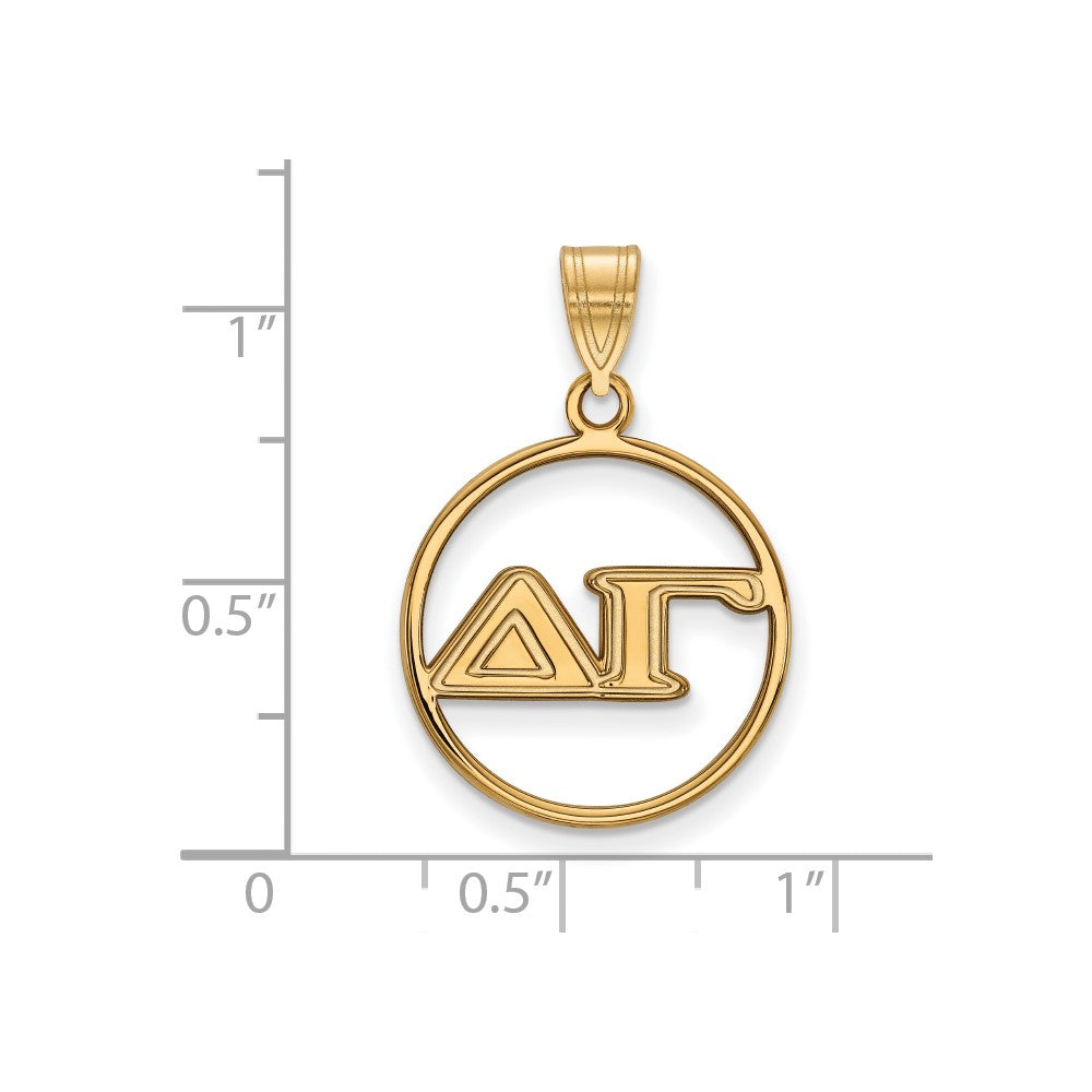 Vergoldet Sterlingsilber Logoart Delta Gamma Sorority Greek Buchstaben Mittel Kreis Anhänger