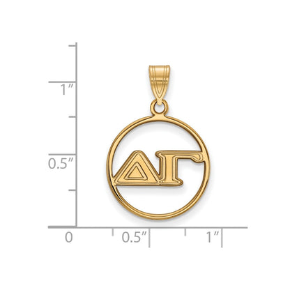 Vergoldet Sterlingsilber Logoart Delta Gamma Sorority Greek Buchstaben Mittel Kreis Anhänger